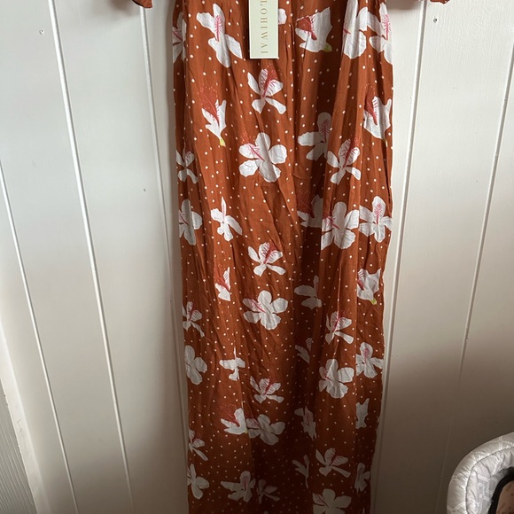 Alohiwai Brown White Hibiscus Maxi Dress - Picture 2 of 5